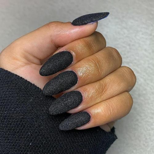 Black Matte Glitter Nails